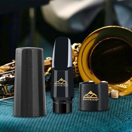 image for EASTROCK Alto Saxophone Mouthpiece Kit includes Leather Ligature, Plas