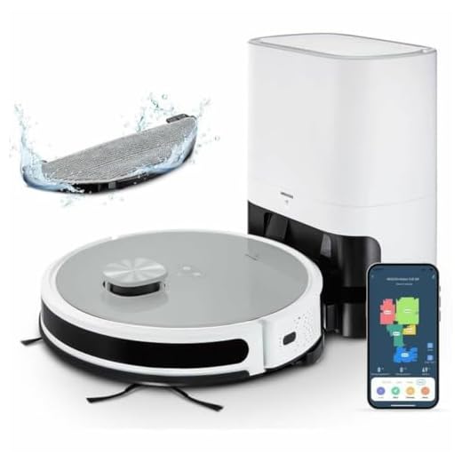 MEDION Saugroboter mit Absaugstation und Wischfunktion X21 SW (Lasernavigation, Starke 3000Pa Saugkraft, 2in1 Roboterstaubsauger, präzise Kartenerstellung, Go & No Go Bereiche, mehrere Etagen)