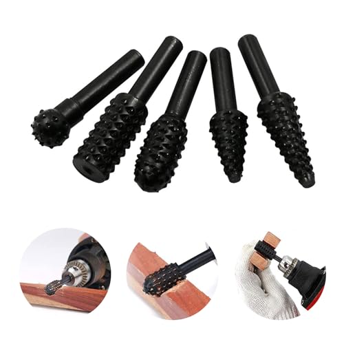 JDCMEI 5 Piezas Fresas Carburo de Tungsteno, Juego de Brocas para Kit de Carpintería Brocas de Fresa Rotativas Lima Giratoria para Carpintería Brocas para Limas para Tallado, Pulido de Metal