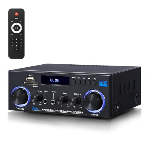 AK50 Stereo Amplifiers Home Audio, Stereo Receivers 400W Home 2 Channel Bluetooth 5.0 Power...