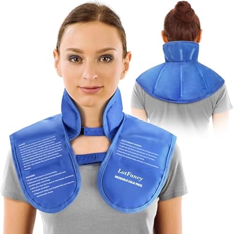 LotFancy Ice Pack for Neck Shoulder, Reusable Cold Neck Wrap for Pain Relief, Flexible Gel Pack with Adjustable Straps, Cold Compress Therapy for Injuries, Swelling, Strains, Sprains Cover