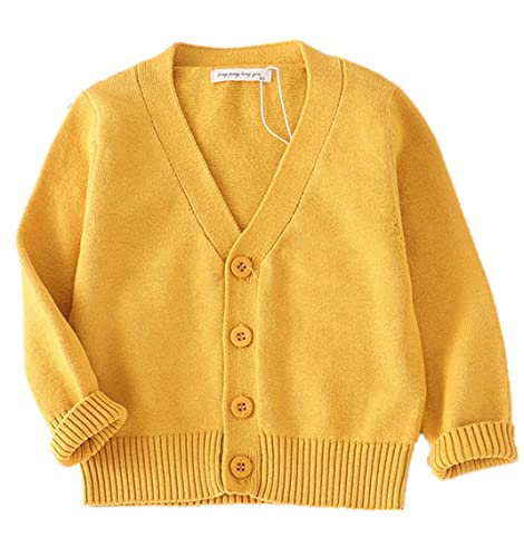 PTPUKE Unisex Boy' Girls' Cardigans Sweater V-Neck Long Sleeve Button Soild Cotton Knit Sweaters for 1-8 Years