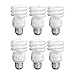 Compact Fluorescent Light Bulb T2 Spiral CFL, 5000k Daylight, 13W (60 Watt Equivalent), 900 Lumens, E26 Medium Base, 120V, UL Listed (Pack of 6)