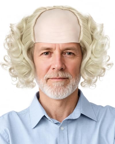ANOGOL Blonde Balding Wigs Old Mens Wig Bald Cosplay Wig