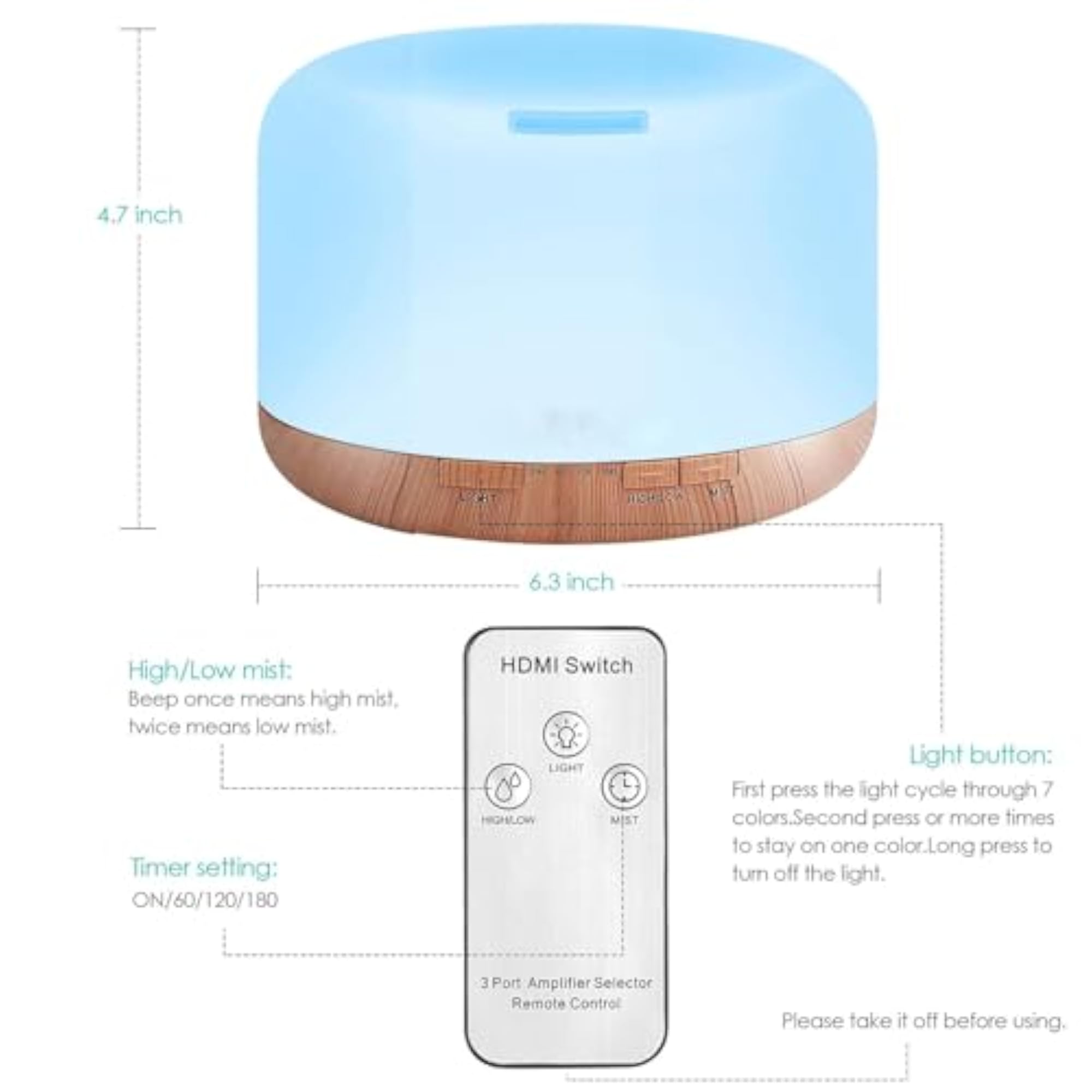 500ml Aromatherapy Essential Diffuser with LED Lights