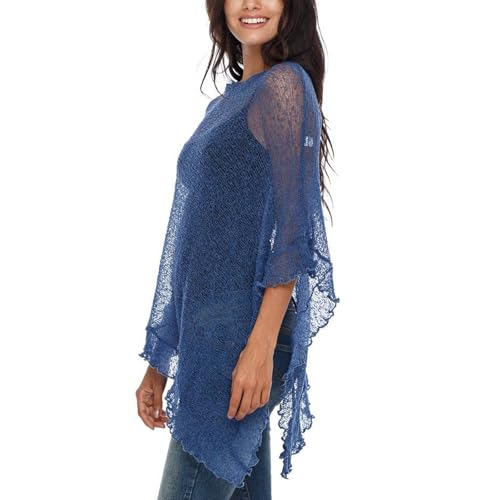 Women's Sheer Knit Poncho Shrug Lightweight Irregular Hem Shawl Tops Cover Up for Formal Evening Dress Beachwear3
