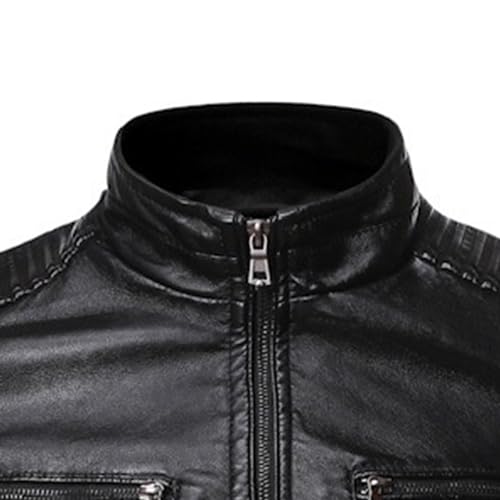 Maiyifu-GJ Men's Faux Leather Motorcycle Jacket Vintage Stand Collar Leather Biker Coat Fashion Lightweight Zipper Coats3