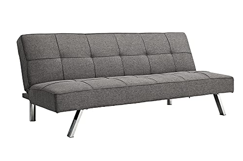 Majnesvon Modern Fabric Sofa Bed Futon With Chrome Legs Convertible Folding Sofa Bed, 3 Angles Adjustable Back For Compact Living Spaces,Apartments Office Dorms (Gray + Fabric + Foam) #TOP5