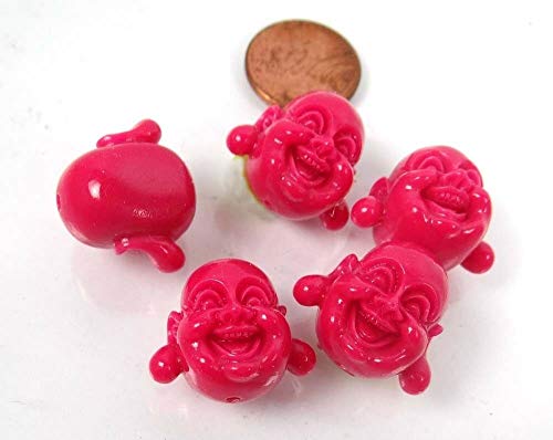 5 Raspberry Resin Coral Happy Buddha 3-D Beads 18Mm For Jewelry Making Bracelets Necklaces Supplies For Diy Crafts Handmade Bracelets Beadwork #TOP2