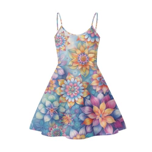 Image of Women's Spaghetti Strap Dress Summer Casual Swing Sundress Girls Beachwear Swing Mini Dress