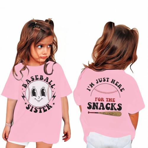 Toddler Baby Girl Baseball Sister Shirt Big Sister Tshirt Im Just Here for The Snack Game Day Outfit Summer Tee Top