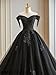 PFTFB Women's Puffy Tulle Off the Shoulder Wedding Dresses 2024 Off Shoulder Black Lace Wedding Gowns for Bride with Train Plus Size 18