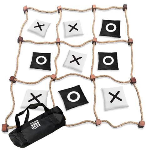 THE WHITE SHOP Giant Tic Tac Toe Outdoor Games 3ft x 3ft Bean Bag Toss Outdoor for Teens Adults Giant Yard for Adults Jumbo Large Wooden Tic Tac Toss Backyard Lawn Camping Game