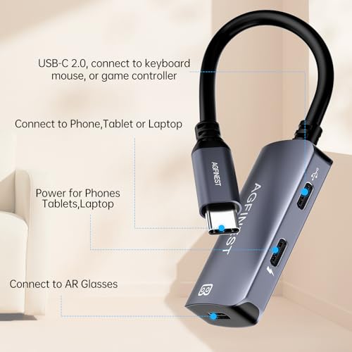 Adaptateur Lunettes AR USB C vers Double USB C avec Charge pour iPhone 16
