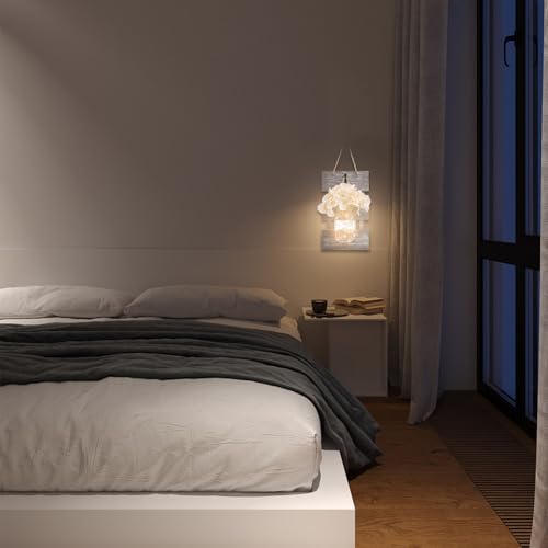 Image of Rustic Mason Jar Wall Decor Sconces with Battery-Powered LED Fairy Lights,with Silk Flowers, Perfect for Bedroom, Kitchen, Bathroom, and Home Decor (Set of 2)