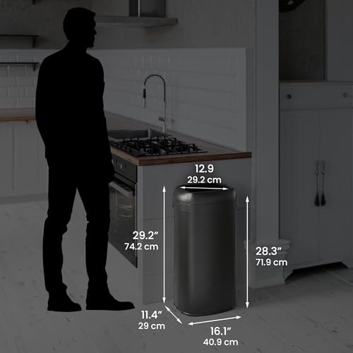 Image of iTouchless 16 Gallon / 61 Liter Open Top Kitchen Trash Can & Recycle Bin, Matte Black Stainless Steel Commercial Grade Garbage Bin with Dual Odor Filters for Office, Garage, Restaurant, and Home