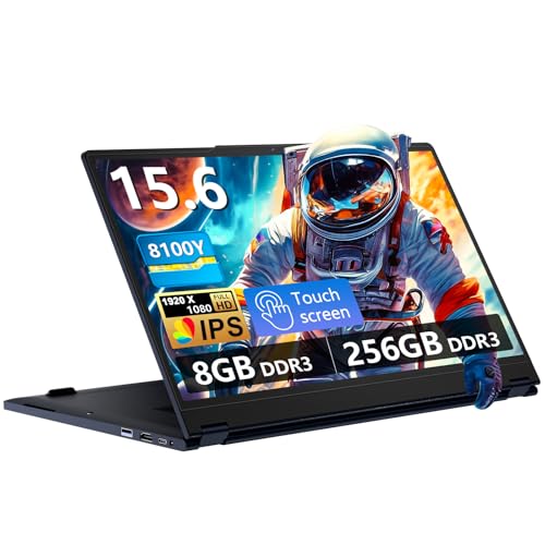 15,6 Pulgadas Ordenador Portátil 2 en 1,Core 8100Y procesador 8 GB RAM 256 GB SSD PC Portátil, Pantalla 1920*1080 Portátil, Tybe C, USB 3.0, Wi-Fi 5 y BT 5.0 ultradelgado y ligero Computadora Laptop