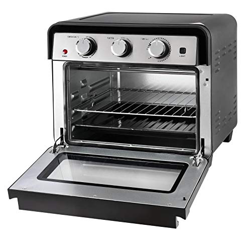 Team Kalorik TKG AFO 2000 Airfryeroven Heißluft- Ofen, Friteuse & Dörrautomat XL Garraum 22 L Fassungsvermögen inkl. Drehspieß, emailliertes Backblech, 1700 W, schwarz/grau – Bild 4