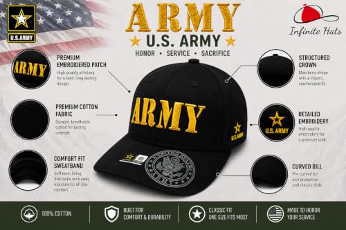 Image of US Army Veteran Hat for Men - Officially Licensed Military Baseball Cap, Gift for Veterans