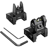 FocuAim R2 Iron Sights, Fiber Optic Flip Up Iron Sights for Picatinny Rail, Flip Up Front and Rear Backup Sights with Red and Green Dot, Tool-Free Adjustable Front Sight with Rapid Transition