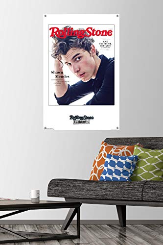 Trends International Rolling Stone Magazine - Shawn Mendes 18 Wall Poster with Push Pins, 22.375
