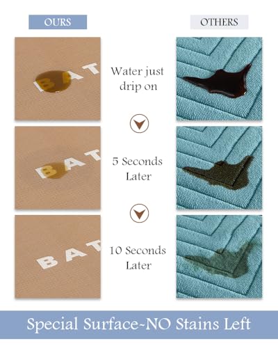 Image of MontVoo-Bath Mat-Bath Rug Non Slip Super Absorbent Stain Resistant Quick Dry Thin Bathroom Rug-Bath Mats for Bathroom Floor Bathtub Vanity-Bathmat Bath Rug Easy Care 17 inchx27 inch Brown