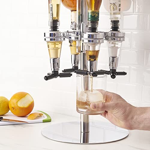 Image of True 4-Bottle Dispenser, Novelty Drink Dispenser for Whiskey, Bourbon, Vodka, Gin, and Spirits, Fun Bar Cart Accessories for Home Bar, Man Cave, or Liquor Cabinet Decor, Set of 1, Liquor tap
