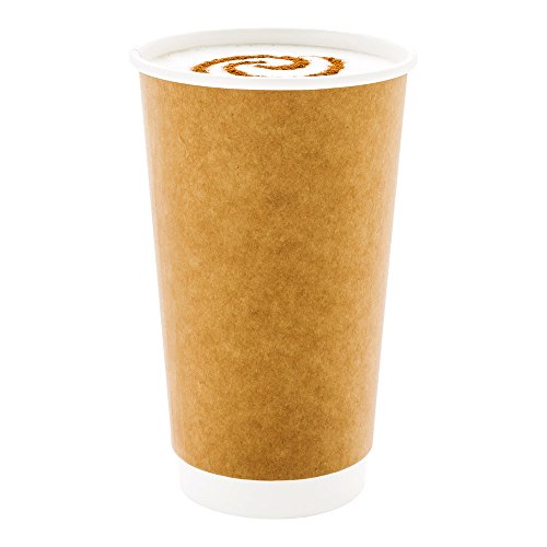 Image of Restaurantware 20 Ounce Disposable Coffee Cups, Pack of 10 Insulated Double Wall Paper Cupsa€ inchLids Sold Separately, Leakproof, Kraft Hot Beverage Rolled Rim Design, For Coffee, and Hot Chocolate
