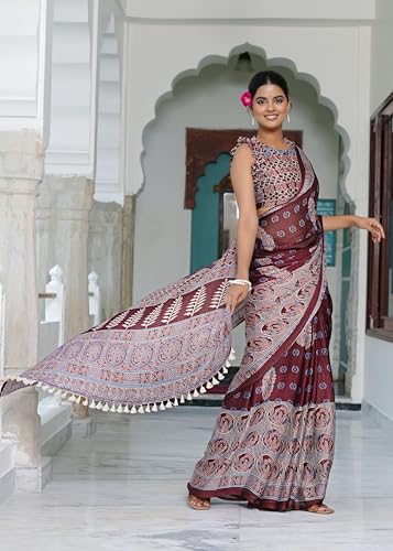 Image of MIRCHI FASHION Saree for Woman | Chiffon Floral Printed Breathable Occasional Sari with Blouse