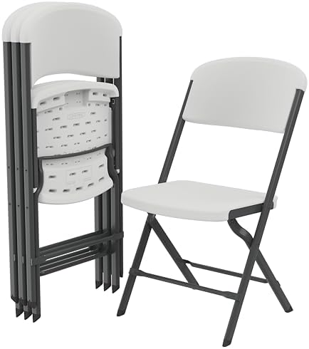 LIFETIME Folding Chairs, Classic Heavy Duty Foldable Chair Contou...