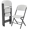LIFETIME Folding Chairs, Classic Heavy Duty Foldable Chair Contoured for Comfort, 4-Pack, Plastic/Metal, White