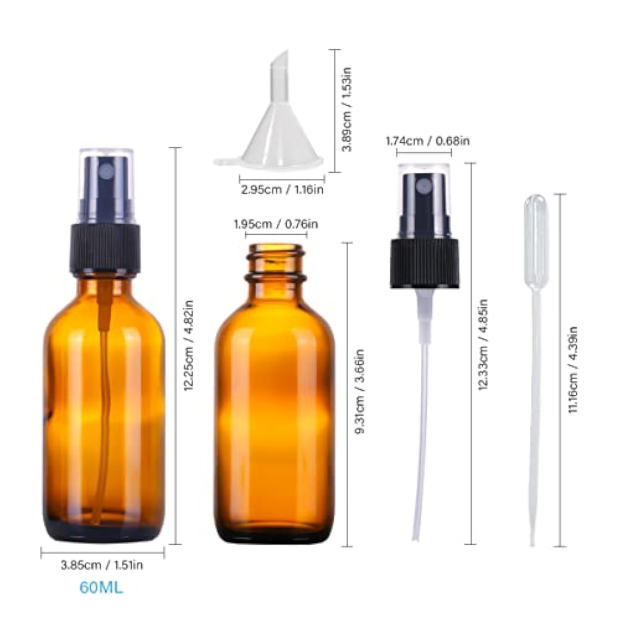 2oz Amber Glass Spray Bottles for Travel