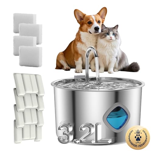 Fontaine chat acier inoxydable Purrify 3,2 L design hygiénique - 2