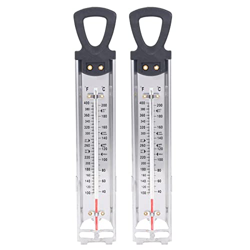 Mocturnity 2X Termómetro de Caramelo/Gelatina/FreíR,Acero Inoxidable,con Accesorio de Clip de Olla Y Guía de Temperatura de Referencia RáPida