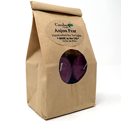 Anjou Pear Scented - Soy Tealight Candles, 12 Pack - Purple Tealight Candles - Highly Scented - Made With Soy Wax - Handmade In The Usa - Candeo Candle - Fall Scents #TOP1