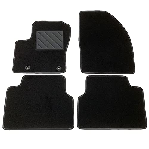 MTC Tapis de voiture pour Ford C-Max I de 2003 à 2010, bouton ovale sur mesure, antidérapant, talonnette en caoutchouc renforcé, boutons de fixation, Noir