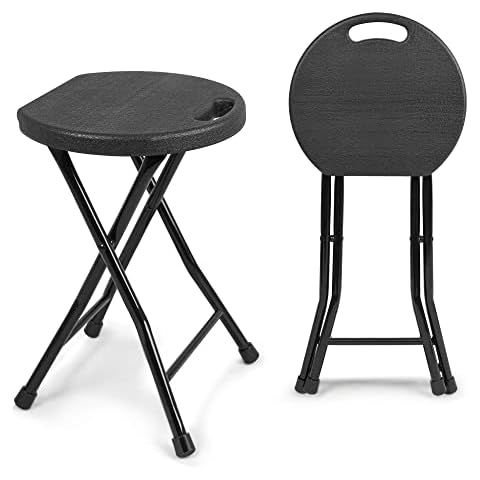 COOZMENT Folding Stool, 550lbs Capacity Foldable Stool with Handle, Portable Stools for Adults Heavy Duty, Folding Chair Outdoor/Indoor, 18 inch Collapsible Stool for Camping,Home (Set of 2, Black) Cover