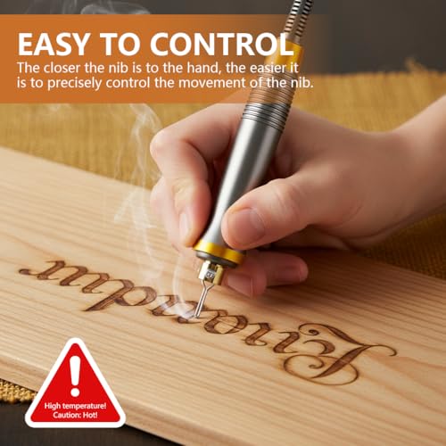 Image of Serplex Electric Wood Burning Pen Kit with 23pcs Multi Tips, Electric Station Pyrography Wood Burner Engraving Pen with LCD Display, Adjustable Temperature, for Wood, Leather, Gourds