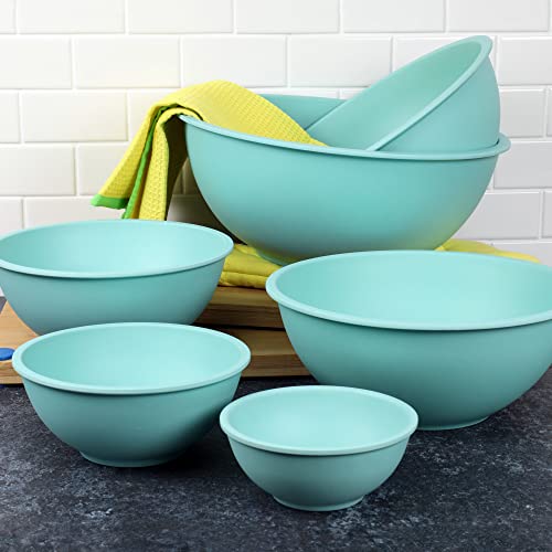 Chef Craft Eco Bamboo Fiber Mixing Bowl Set, 6 Piece, Teal #TOP2