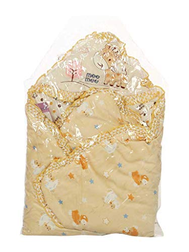 Image of Mee Mee Cozy Cocoon Baby Wrapper with Hood, Penguin Patch, Cream