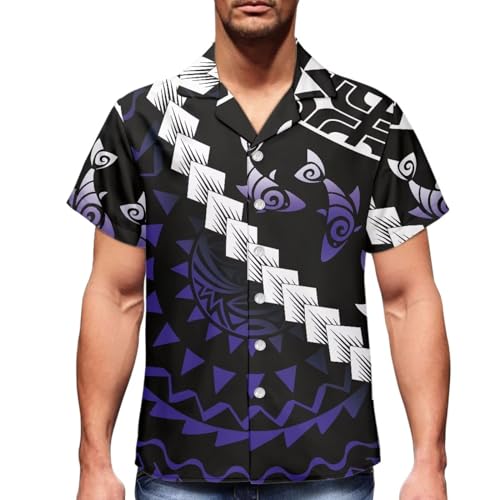 Polynesian Couple Set Clothing Outfit Hawaiian Tapa Tribal Tattoo Women Maxi Elegant Casual Matching Men's Shirts3