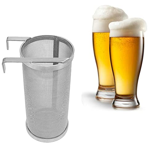 Filtro de malla de acero inoxidable de 300 micrones casero para cerveza y lúpulo con gancho cervecería colador de filtro de malla de araña de salto (15 x 35 cm)