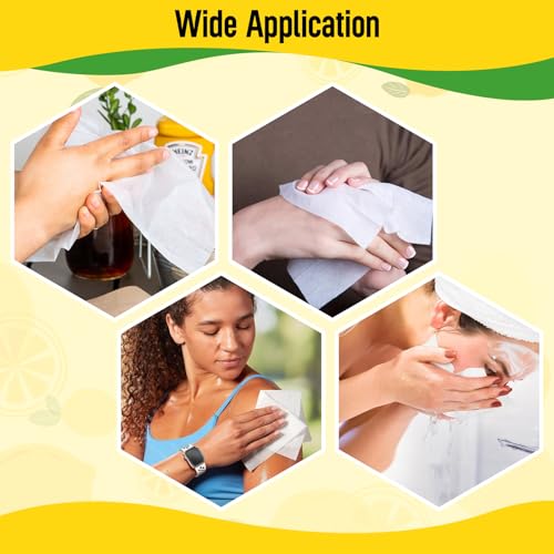 Image of Hand Pop Lemon Wipes Bulk Pack - 120 Individually Wrapped Refreshing Wet Towelettes (12 Boxes of 10) - Alcohol-Free, Skin-Friendly, Travel Size Wipes for Home, Office, Events & Gifting