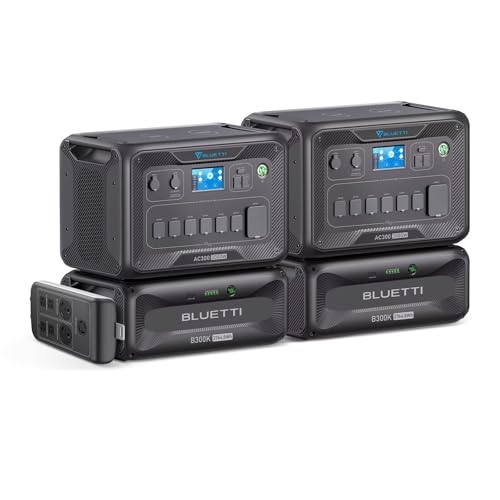 BLUETTI Energy Storage System 2 AC300 & 2 B300K, 5529.6Wh Power Supply/6000W/120V&240V Solar Generator Kit, Home Backup Power for Home Use, Outdoors RV Emergency (P030A Fusion Box Included)
