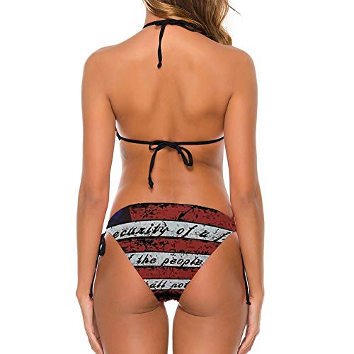 Vintage American Flag USA Women Two Piece Swimsuit Halter String Triangle Bikini Sets Swimwear4