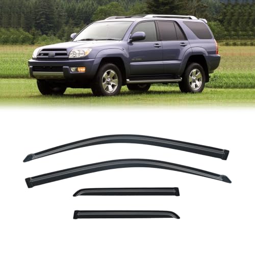 Image of Window Visors for Toyota 4Runner 2003-2009, Rain Guards Shields Vent Deflector Shade Dark Smoke 2003 2004 2005 2006 2007 2008 03 04 05 06 07 08 09, Tape-On, 4PCS