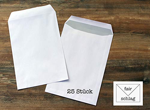 25 Briefumschläge - C4 - weiß mit grauem Innendruck - selbtklebend - ohne Fenster Cover