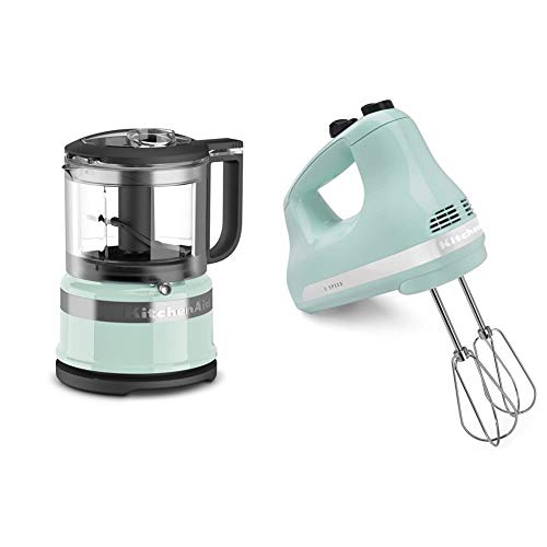 KitchenAid KFC3516IC 3.5 Cup Food Chopper, Ice & KHM512IC 5-Speed Ultra Power Hand Mixer, Ice Blue