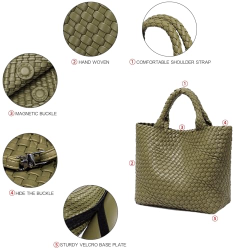 Image of JINMANXUE Unisex Fashion Woven Bag Damen-Tragetasche, Olive, 16.1 inch W x 7.1 inch D x 11 inch H