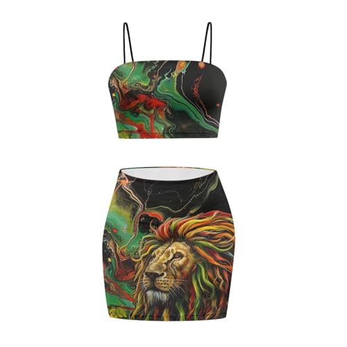 Image of 2025 Sexy Spaghetti Strap Crop Tops and Bodycon Skirt Casual 2 Piece Set S-4XL